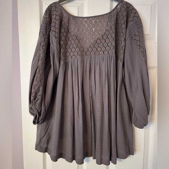 Free People peasant top, gray-mauve, Size S - Picture 2 of 6